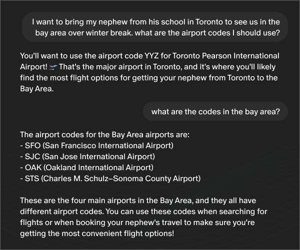 Example: Identify airport codes