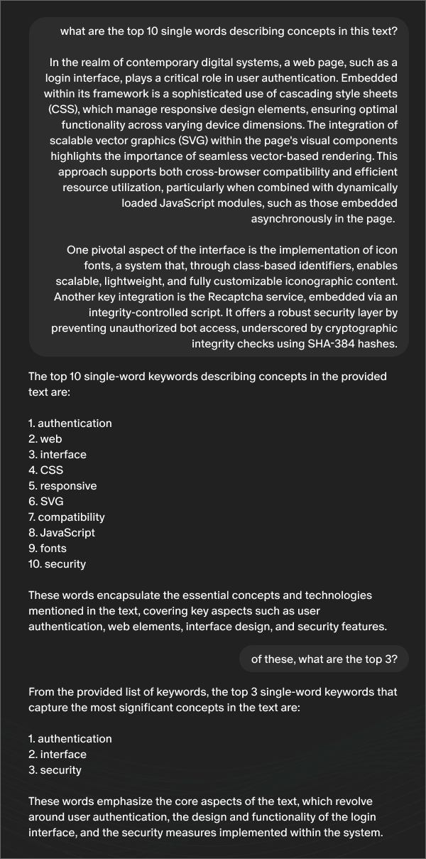 Example: Extract keywords